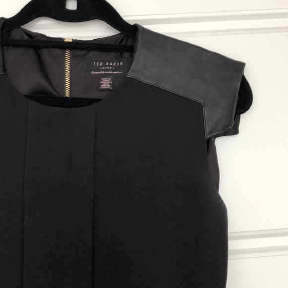 Ted Baker LBD with Leather Cap Sleeves - Picture 2 of 3